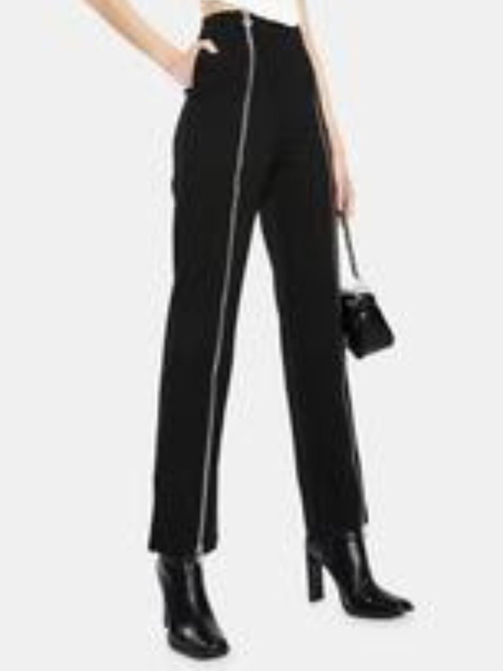 The Kript - Butterfly silver zipper black pants - Size XS